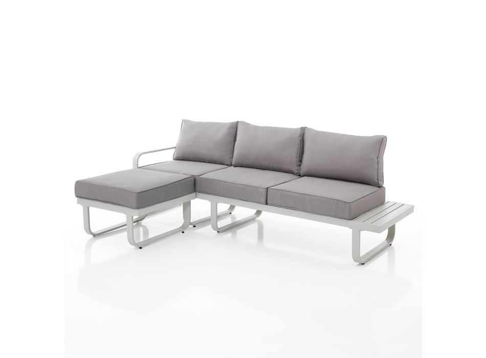 3 pers. sofa med aluminiums havepuf og grå hynder - Avoir Viadurini