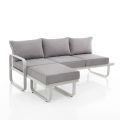 3 pers. sofa med aluminiums havepuf og grå hynder - Avoir