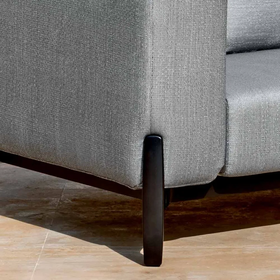 3-personers udendørs sofa i aluminium med puf og chaiselong - Filomena Viadurini