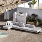3-personers udendørs sofa i aluminium med puf og chaiselong - Filomena Viadurini