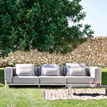 3-personers udendørs sofa i aluminium og højkvalitetsstof - Filomena Viadurini
