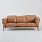 3-personers stue sofa i Cognac farve ægte læder og metal base - cedertræ Viadurini