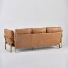 3 personers stue sofa i Cognac farve ægte læder og metal base - cedertræ Viadurini
