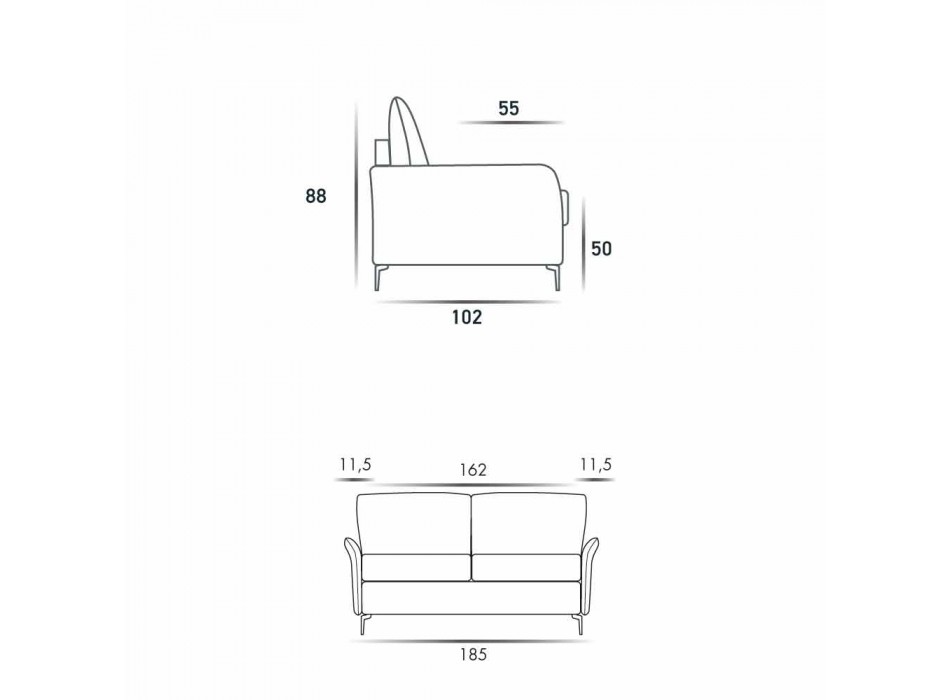 3-pers. Design sofa L.185cm stof / øko-læder fremstillet i Italien Erica Viadurini