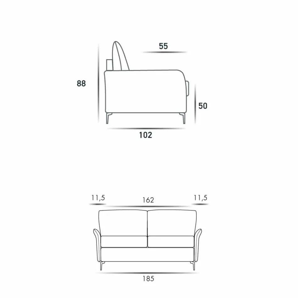 3-pers. Design sofa L.185cm stof / øko-læder fremstillet i Italien Erica Viadurini
