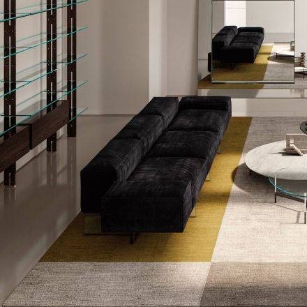 3-personers sofa i ekstra klart glas og stofsæde fremstillet i Italien - Rory Viadurini