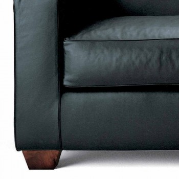 3 -personers sofa dækket i læder med valnøddefødder fremstillet i Italien - Alessandria