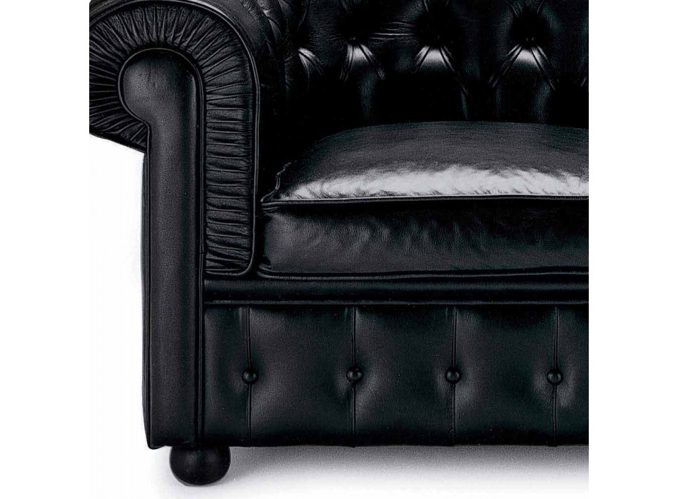 3 -personers sofa betrukket med læder med lakerede fødder fremstillet i Italien - Idra Viadurini