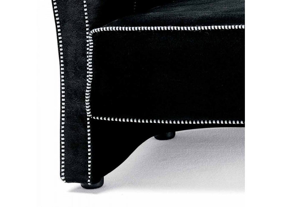 3 -personers sofa betrukket med fløjl med hvide syninger fremstillet i Italien - Caster Viadurini