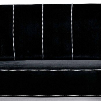3 -personers sofa betrukket med fløjl med hvide syninger fremstillet i Italien - Caster