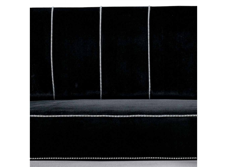 3 -personers sofa betrukket med fløjl med hvide syninger fremstillet i Italien - Caster