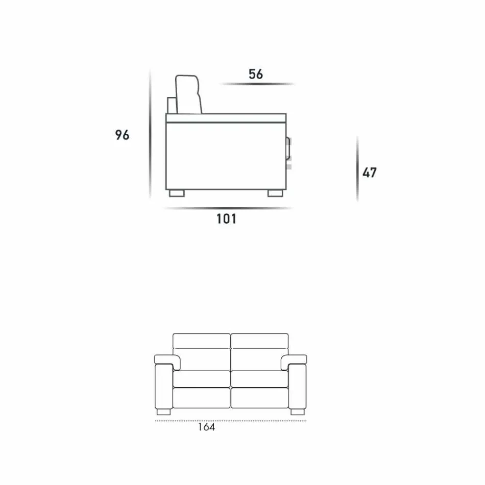 Design 2-pers. Sofa i stof eller øko-læder Lilia, fremstillet i Italien Viadurini