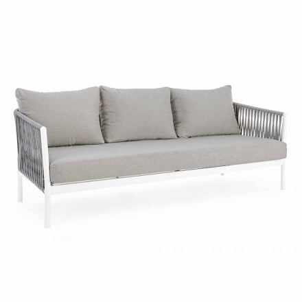 Homemotion - Rubio 3-personers design udesofa i hvid og grå Viadurini
