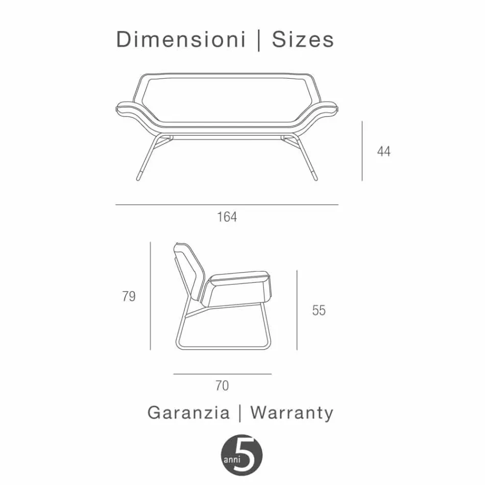 Sofa i forkromet stål og ægte koskind Cesare Viadurini