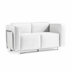 Moderne to-pers. Sofa i hvidt øko-læder og Bugola krom dele Viadurini