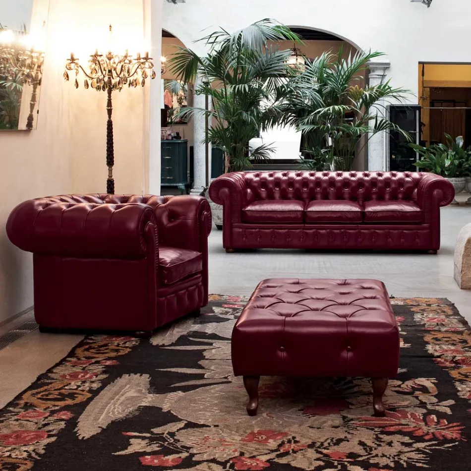 Klassisk sofa med løgfødder i bøgetræ lavet i Italien - Spassoso Viadurini