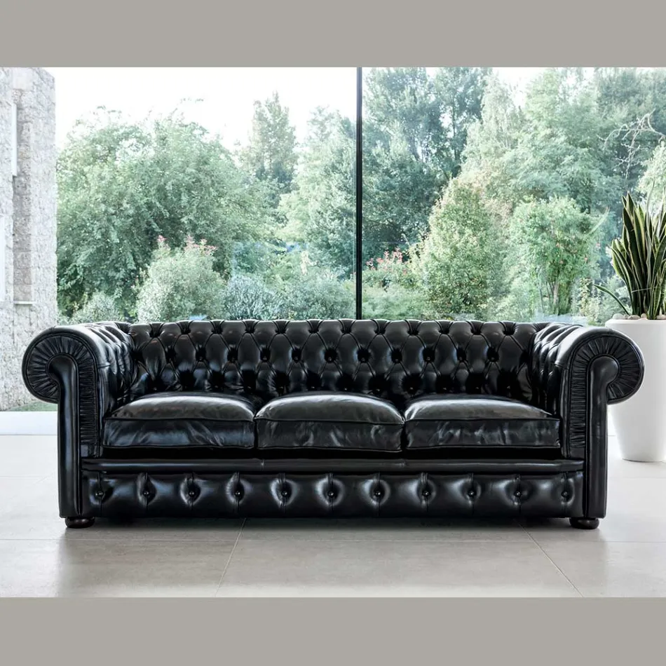 Klassisk sofa med løgfødder i bøgetræ lavet i Italien - Spassoso Viadurini