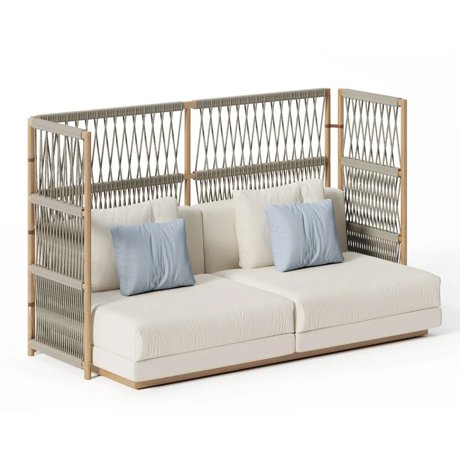 Sektionsopdelt havesofa med C-formet struktur i træ Made in Italy - Rubik Viadurini