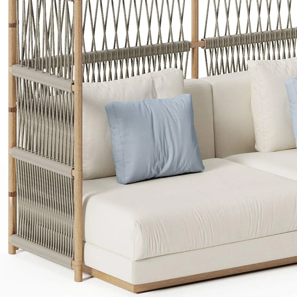 Sektionsopdelt havesofa med C-formet struktur i træ Made in Italy - Rubik Viadurini