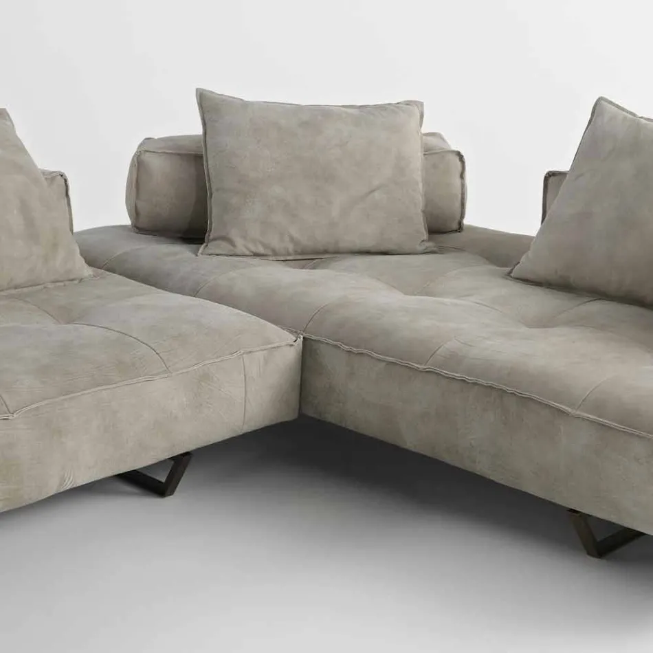 Sofa moderne design Cardo, læderindtræk Viadurini