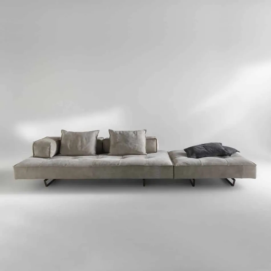 Sofa moderne design Cardo, læderindtræk Viadurini