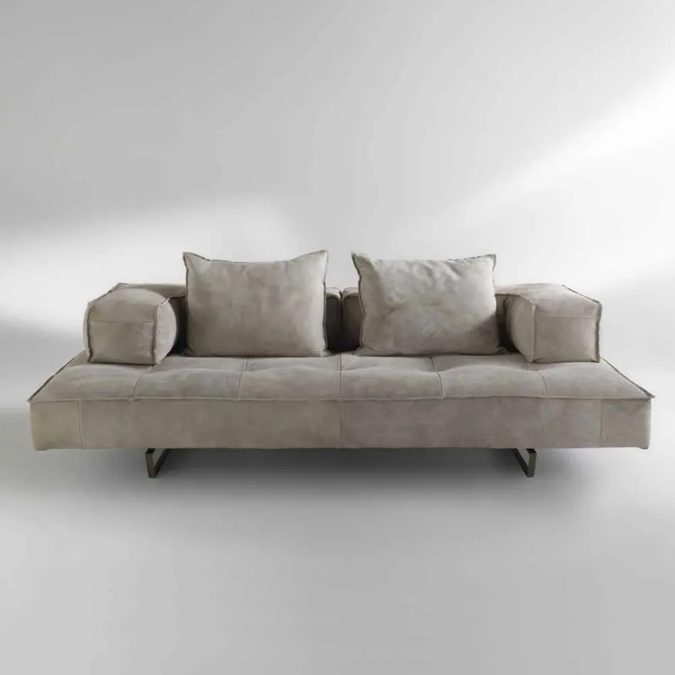 Sofa moderne design Cardo, læderindtræk Viadurini
