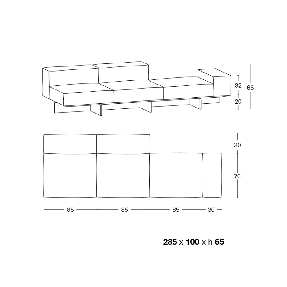 Sofa med ekstra klar glasbund og stofsæde lavet i Italien - Rory Viadurini