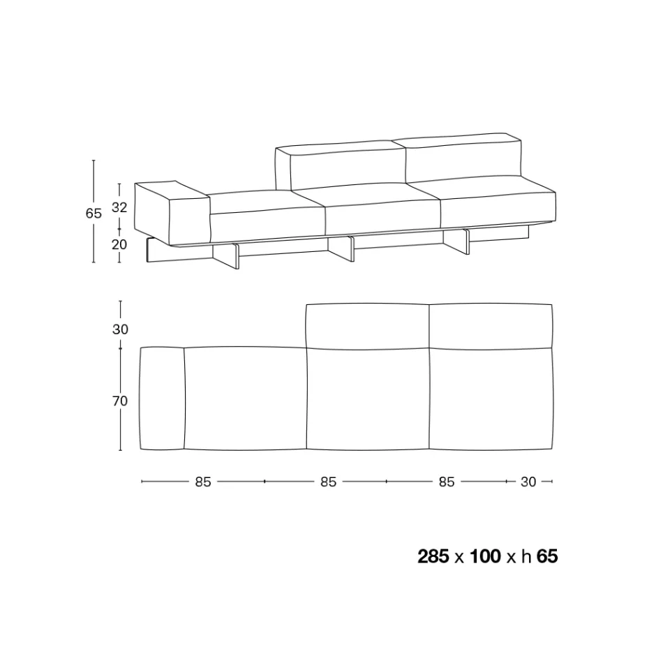 Sofa med ekstra klar glasbund og stofsæde lavet i Italien - Rory Viadurini