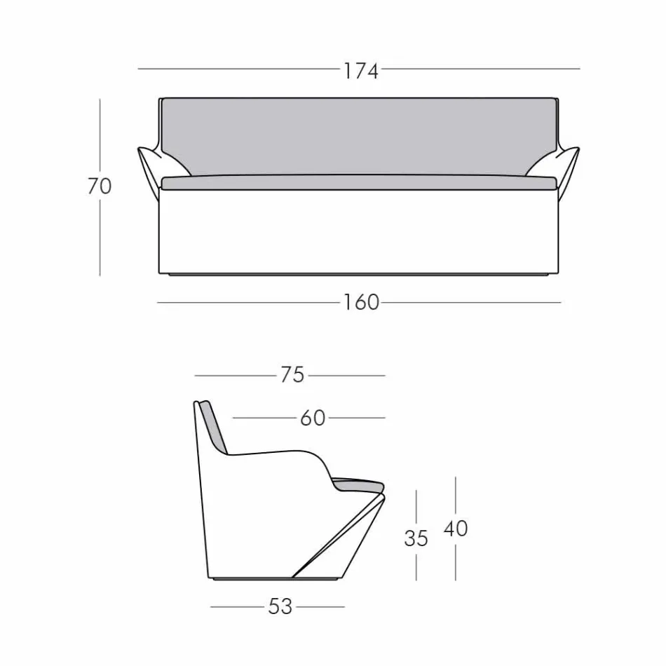 Slide med armlæn Slide Kami Yon farvet design lavet i Italien Viadurini