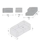 Sofa med indendørs halvø i ekspanderet polyurethan - Buffo Viadurini