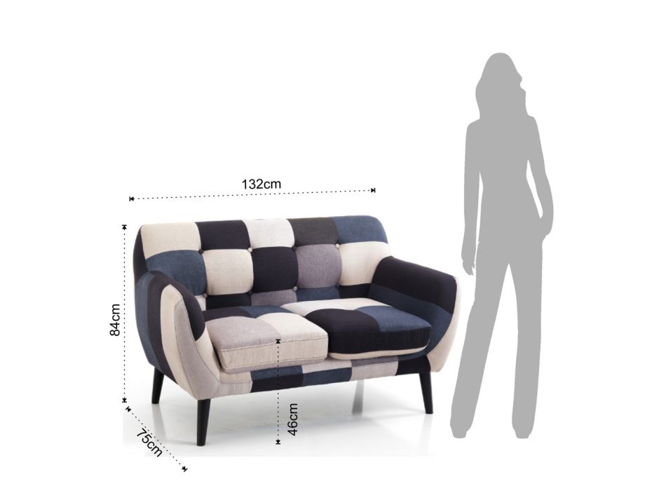 2- eller 3-personers sofa i flerfarvet stof - kobolt Viadurini