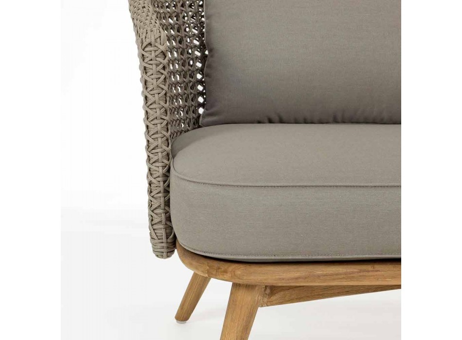 Udendørssofa 2 eller 3 sæder i træ og due-grå homemotion stof - Luana Viadurini