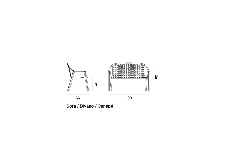 2-personers udendørs sofa med aluminiumsstruktur lavet i Italien - Amata Viadurini