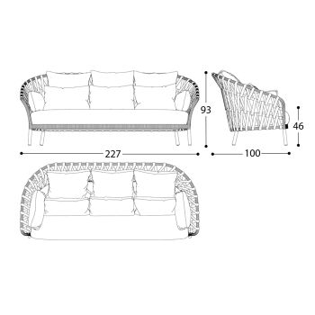 3-personers udendørs sofa med hynder Made in Italy - Emmacross fra Varaschin