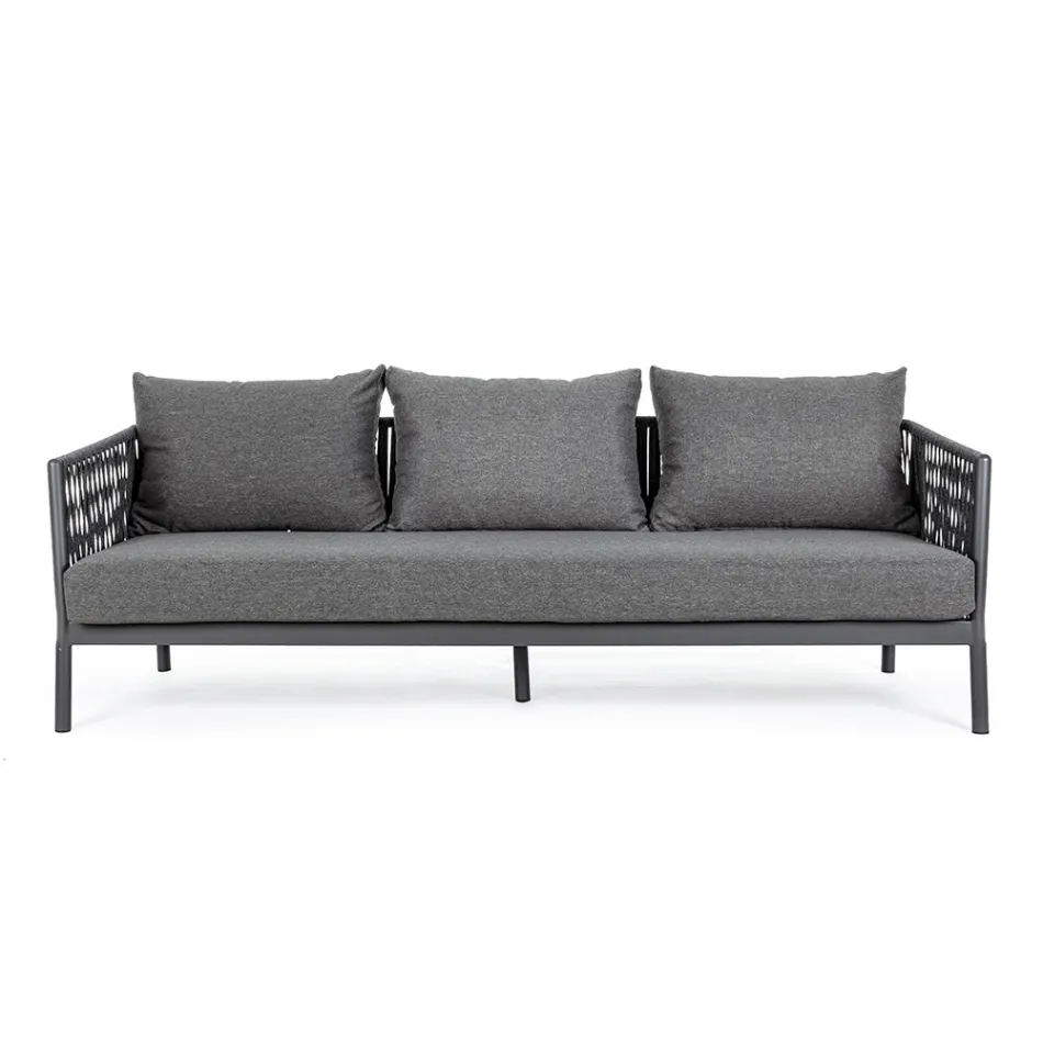 Udendørs aluminium og reb sofa med stof puder, Homemotion - Shama Viadurini