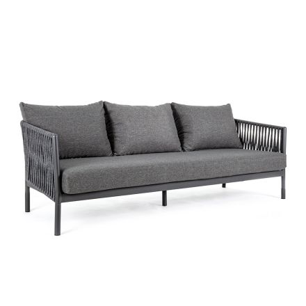 Udendørs aluminium og reb sofa med stof puder, Homemotion - Shama Viadurini