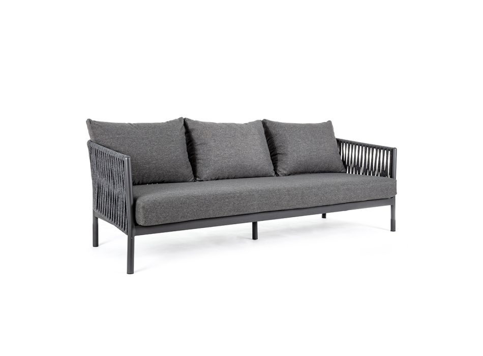 Udendørs aluminium og reb sofa med stof puder, Homemotion - Shama Viadurini