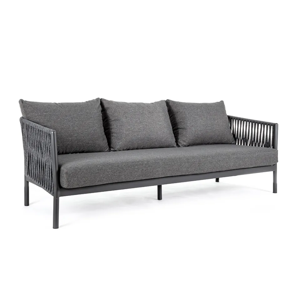Udendørs aluminium og reb sofa med stof puder, Homemotion - Shama Viadurini
