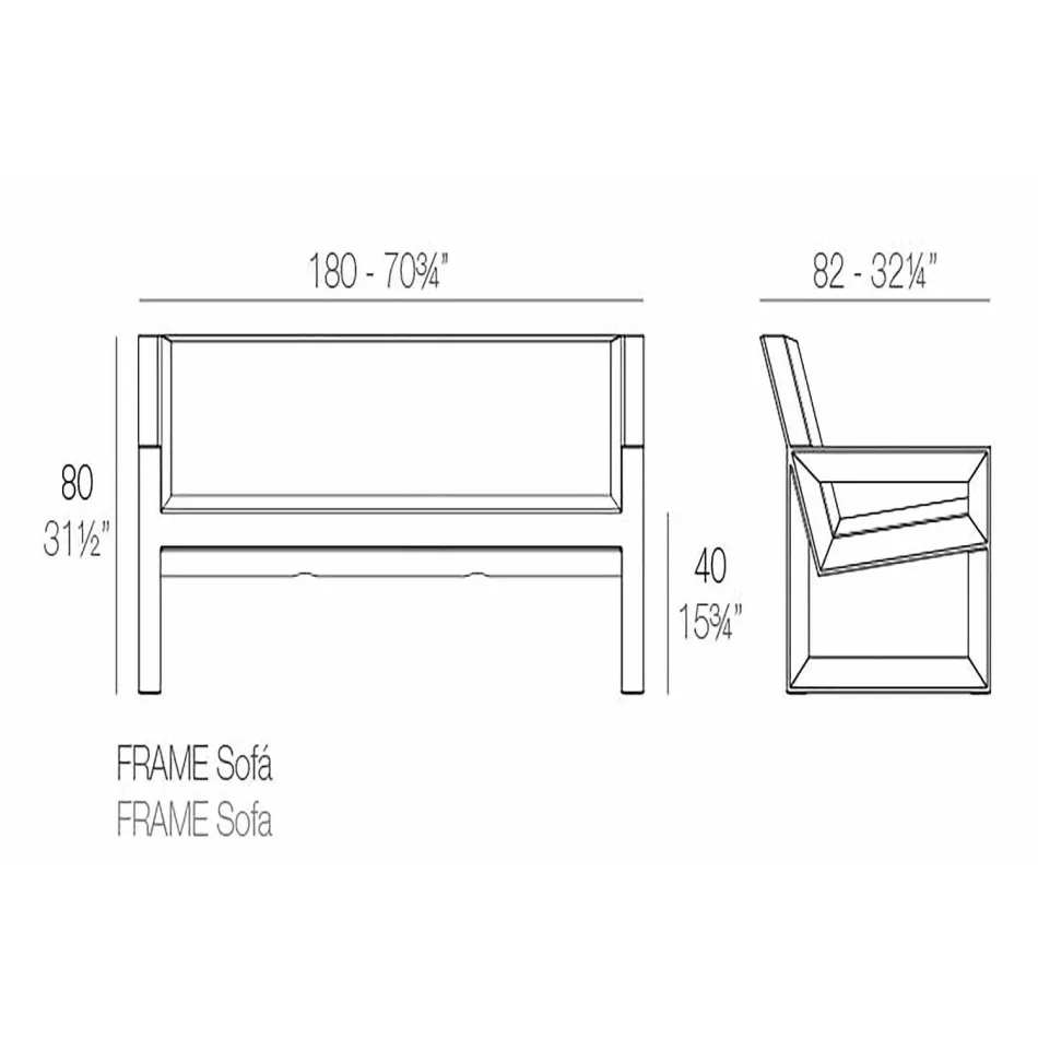 Ramme af Vondom udendørs sofa, i polyethylenharpiks, design Viadurini