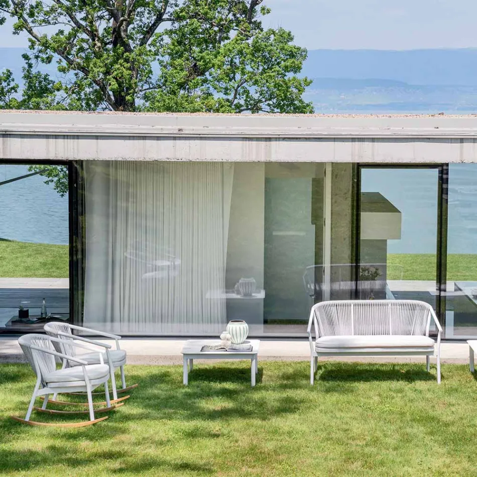 Udendørs stabelbar to-personers sofa polstret stof - Smart af Varaschin Viadurini