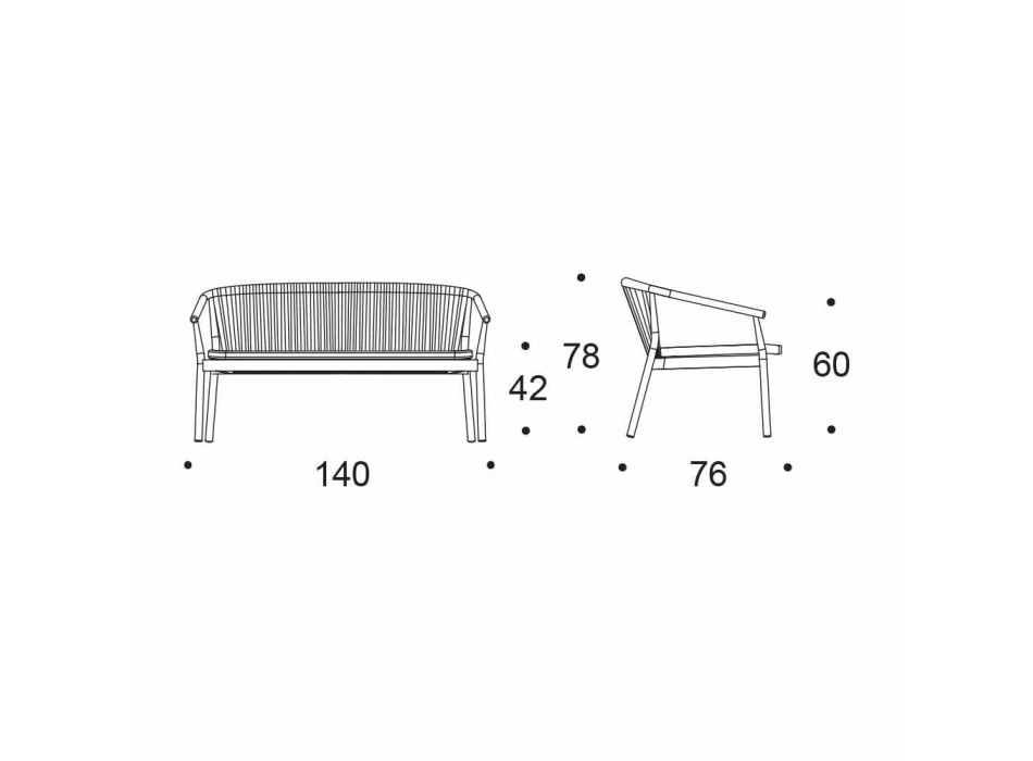 Udendørs stabelbar to-personers sofa polstret stof - Smart af Varaschin Viadurini
