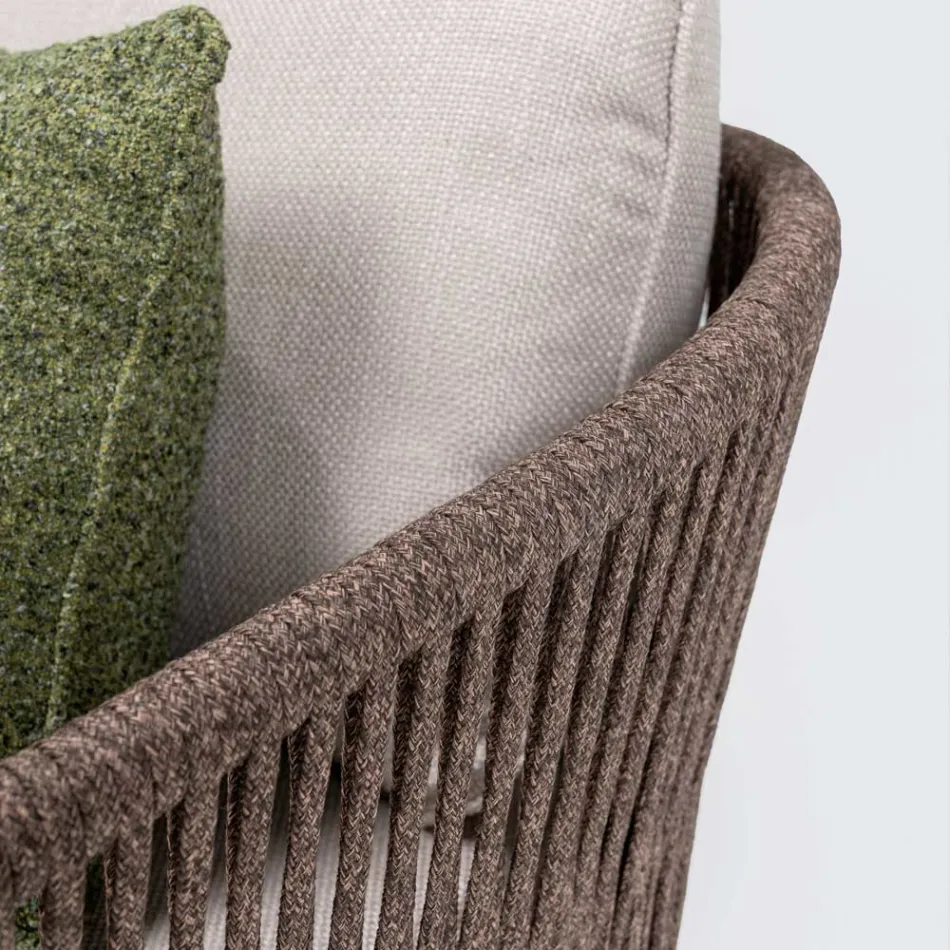 Udendørs sofa i teak og polyethylenvævning - Jhon Viadurini