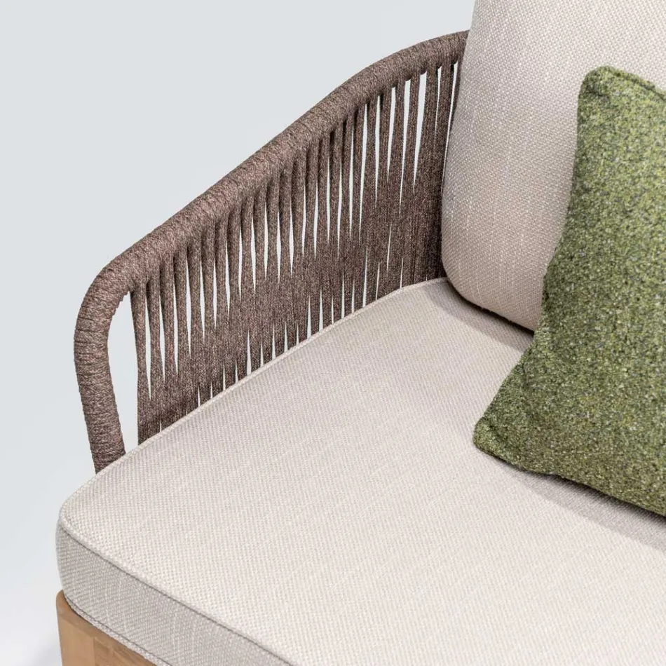 Udendørs sofa i teak og polyethylenvævning - Jhon Viadurini