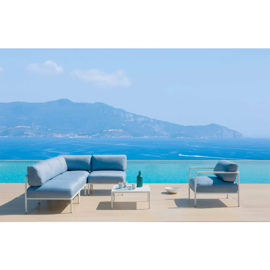 Modulær hjørnesofa i metal og stof fremstillet i Italien - Cola Viadurini