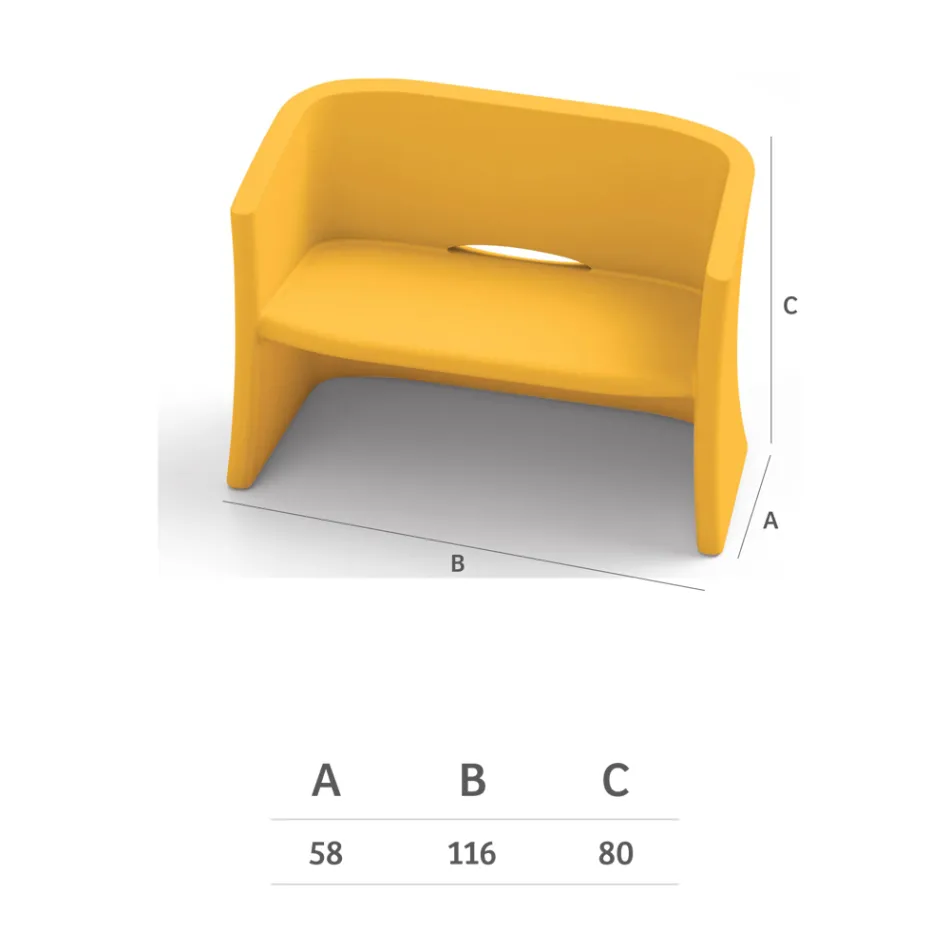 2-personers havesofa i farvet polyethylen Fremstillet i Italien - Gomez Viadurini