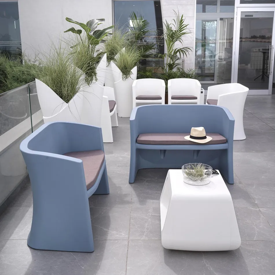 2-personers havesofa i farvet polyethylen Fremstillet i Italien - Gomez Viadurini