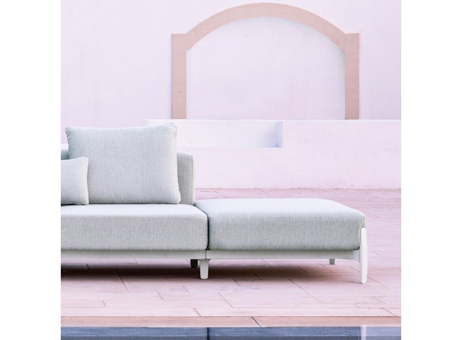 3-personers havesofa med luksuspuf i aluminium og stof - Filomena Viadurini