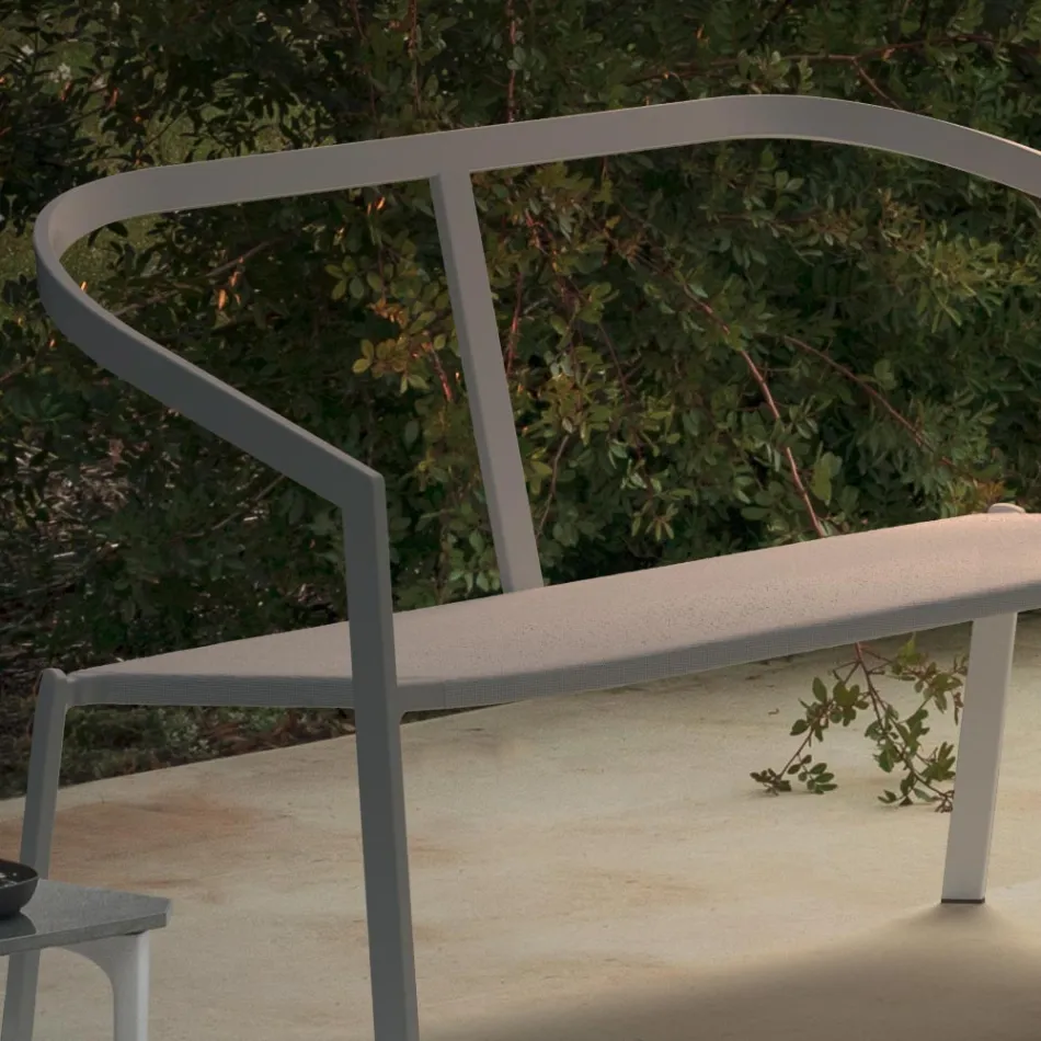 Havesofa med aluminiumsbund og tekstilsæde lavet i Italien - Maureen Viadurini