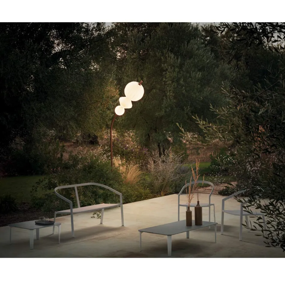 Havesofa med aluminiumsbund og tekstilsæde lavet i Italien - Maureen Viadurini