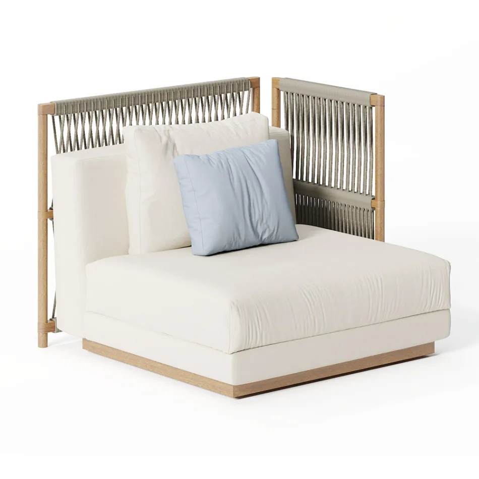 Modulær havesofa med lav træstruktur lavet i Italien - Rubik Viadurini